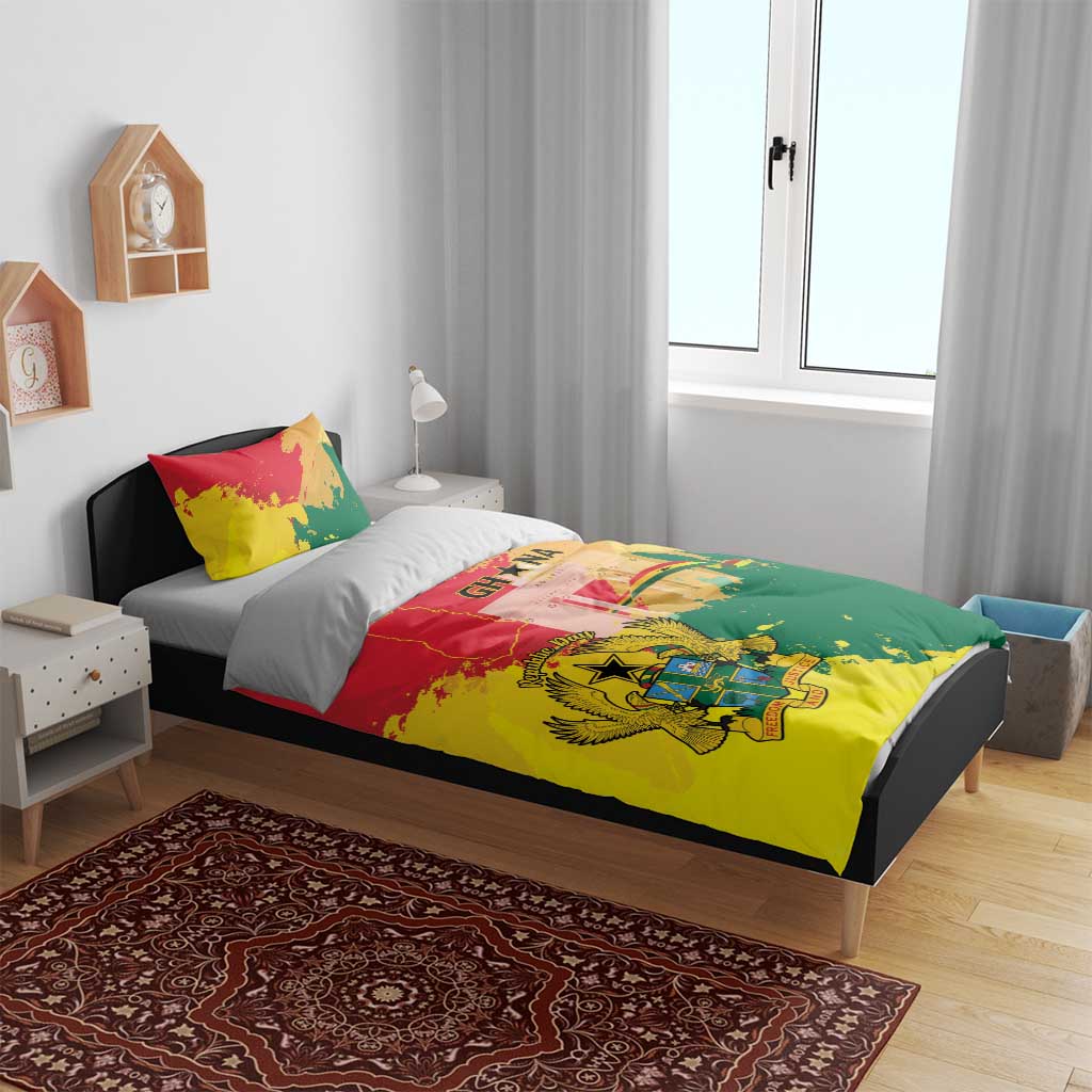 Ghana Republic Day Bedding Set Black Star Square - Grunge Style
