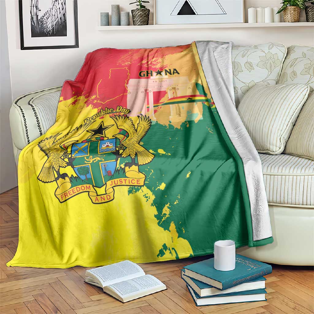 Ghana Republic Day Blanket Black Star Square - Grunge Style