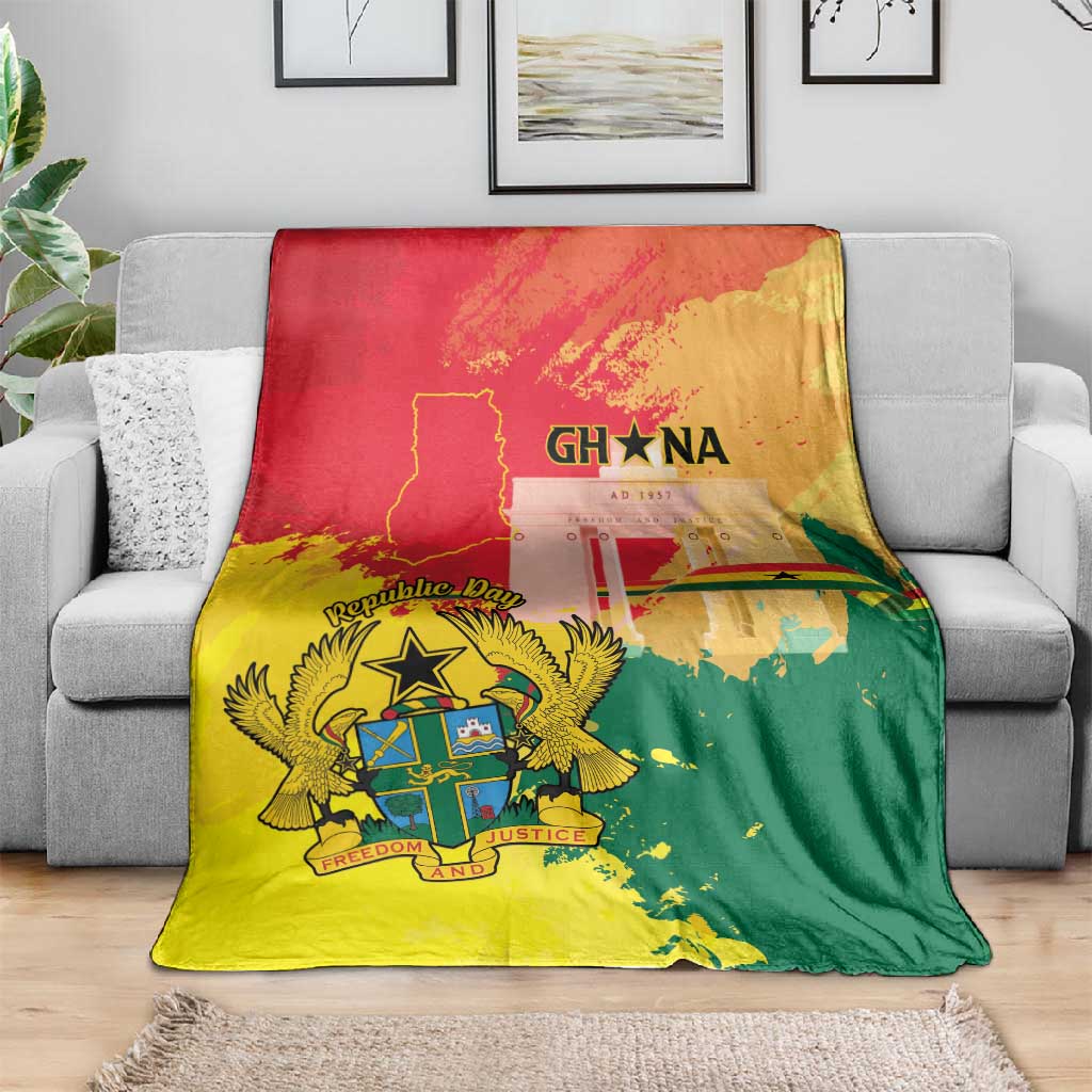 Ghana Republic Day Blanket Black Star Square - Grunge Style