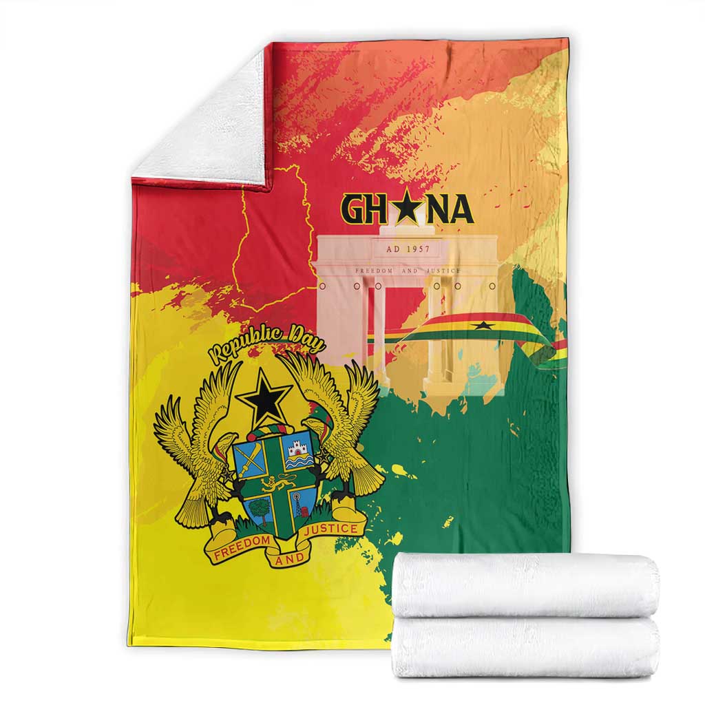 Ghana Republic Day Blanket Black Star Square - Grunge Style