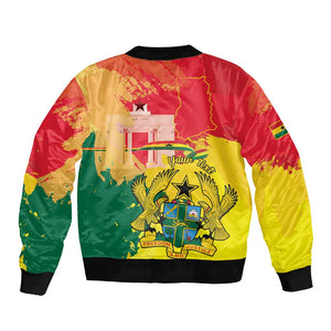 Personalized Ghana Republic Day Bomber Jacket Black Star Square - Grunge Style