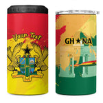Personalized Ghana Republic Day 4 in 1 Can Cooler Tumbler Black Star Square - Grunge Style