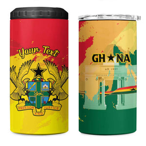 Personalized Ghana Republic Day 4 in 1 Can Cooler Tumbler Black Star Square - Grunge Style