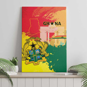 Ghana Republic Day Canvas Wall Art Black Star Square - Grunge Style