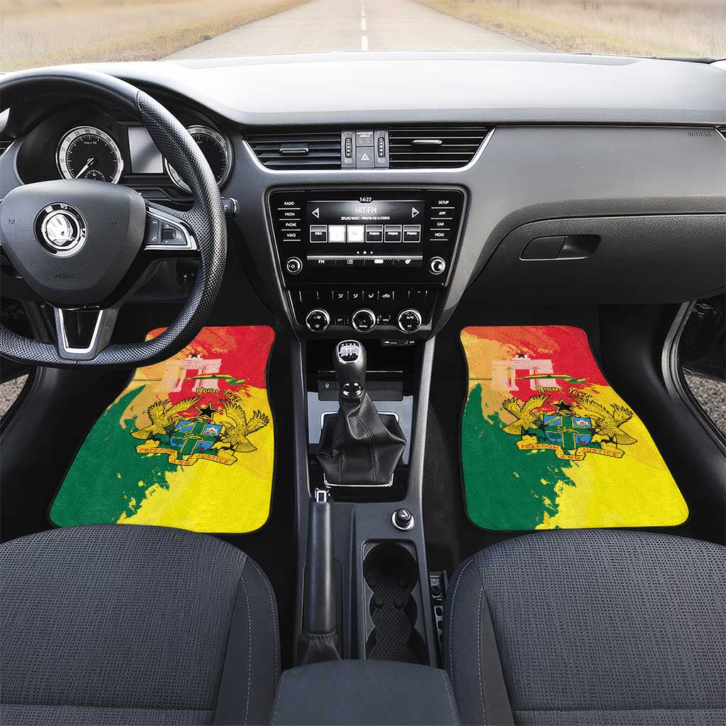 Ghana Republic Day Car Mats Black Star Square - Grunge Style