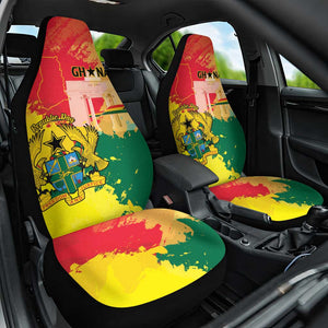 Ghana Republic Day Car Seat Cover Black Star Square - Grunge Style