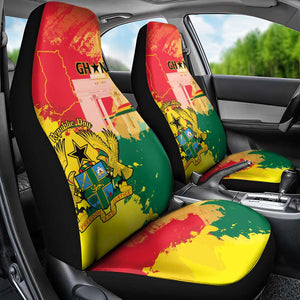 Ghana Republic Day Car Seat Cover Black Star Square - Grunge Style