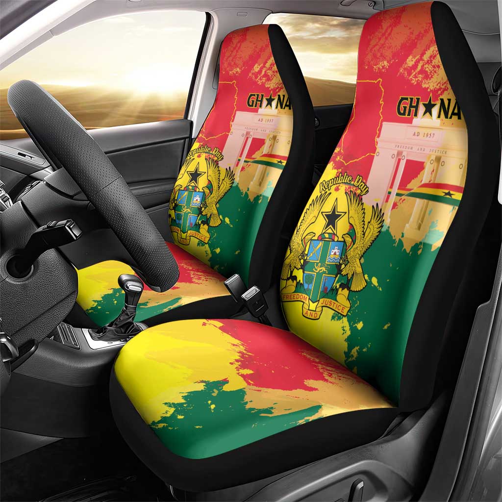 Ghana Republic Day Car Seat Cover Black Star Square - Grunge Style