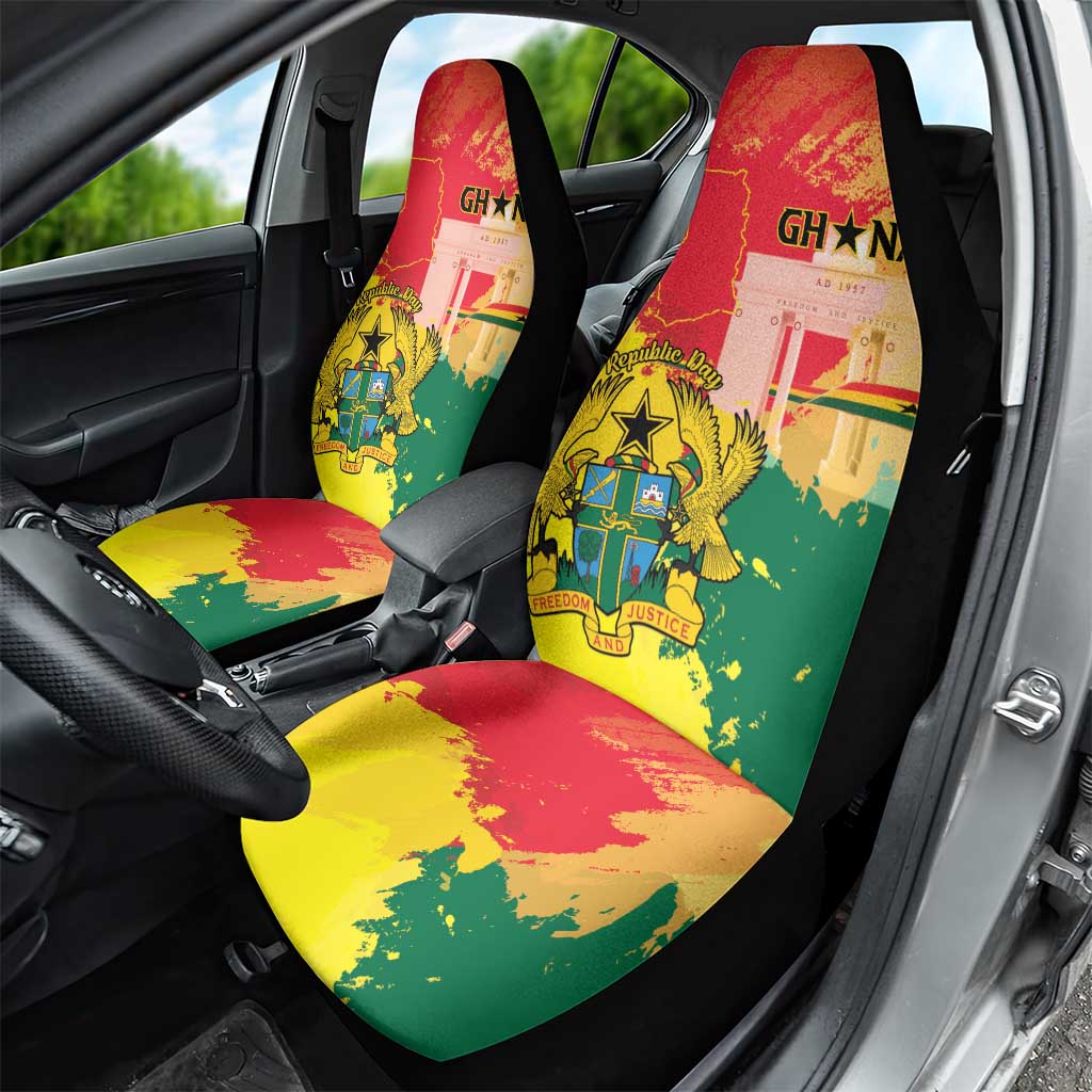 Ghana Republic Day Car Seat Cover Black Star Square - Grunge Style