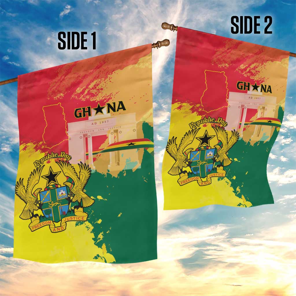 Ghana Republic Day Garden Flag Black Star Square - Grunge Style