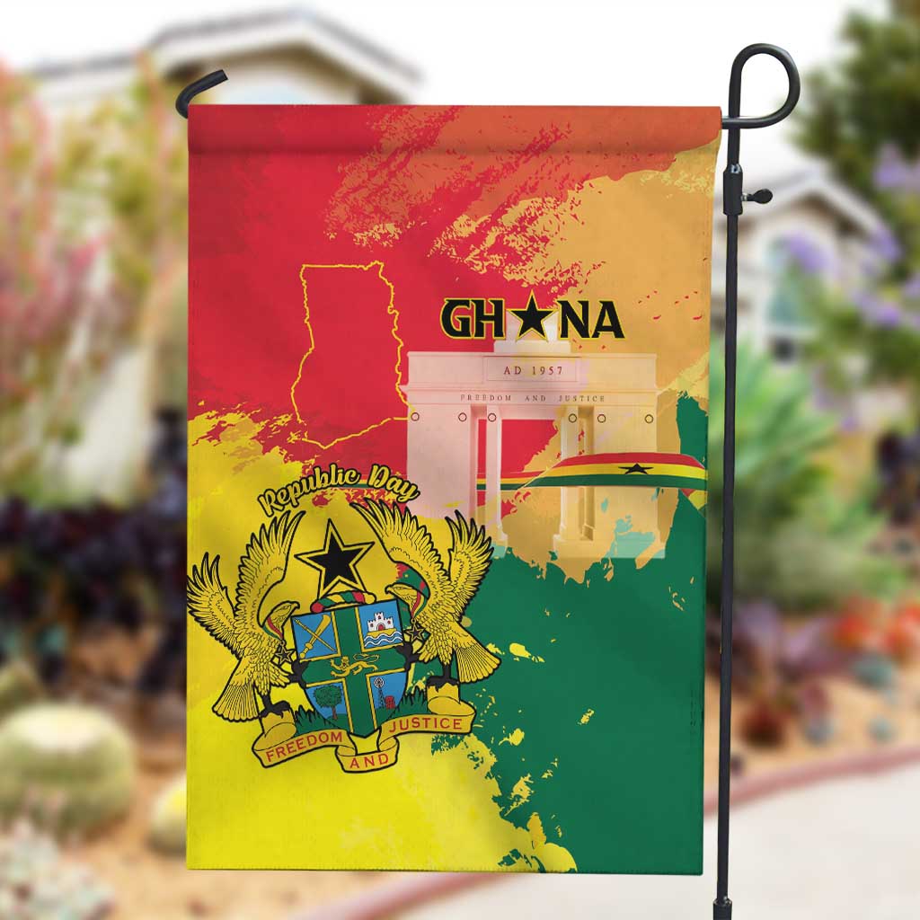 Ghana Republic Day Garden Flag Black Star Square - Grunge Style