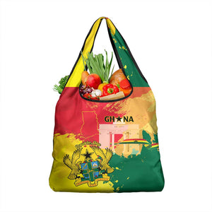 Ghana Republic Day Grocery Bag Black Star Square - Grunge Style