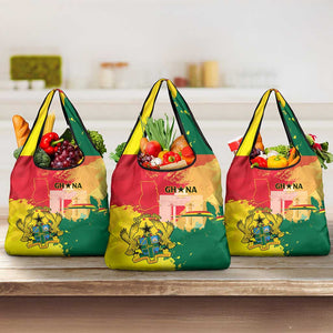 Ghana Republic Day Grocery Bag Black Star Square - Grunge Style
