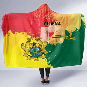 Ghana Republic Day Hooded Blanket Black Star Square - Grunge Style
