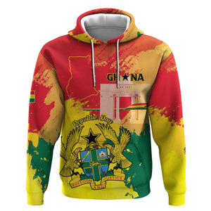 Personalized Ghana Republic Day Hoodie Black Star Square - Grunge Style