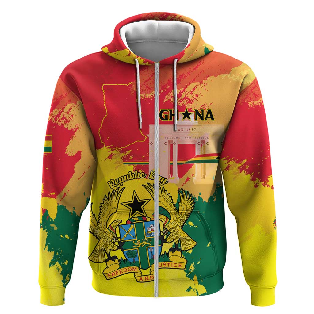 Personalized Ghana Republic Day Hoodie Black Star Square - Grunge Style