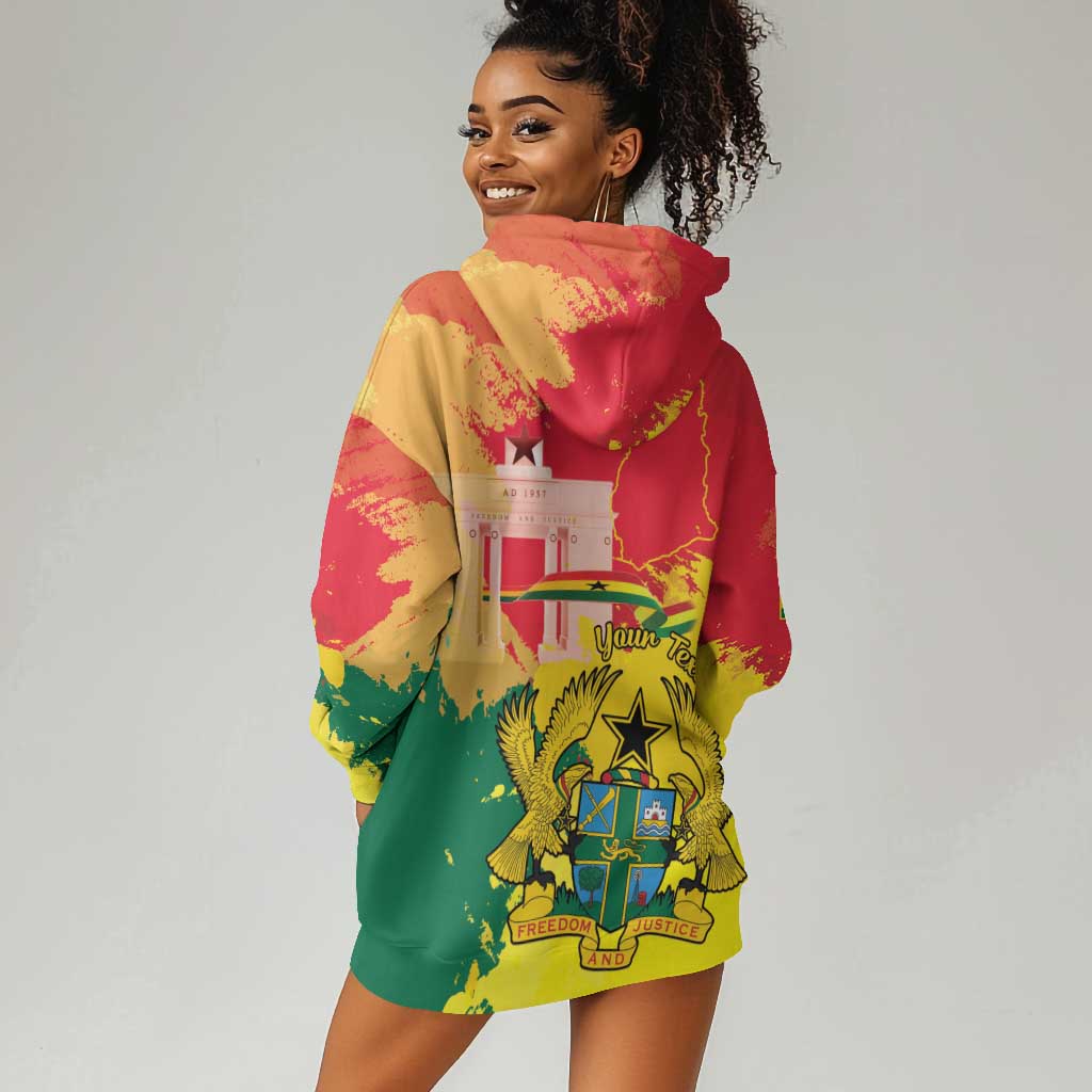 Personalized Ghana Republic Day Hoodie Dress Black Star Square - Grunge Style