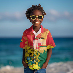 Personalized Ghana Republic Day Kid Hawaiian Shirt Black Star Square - Grunge Style