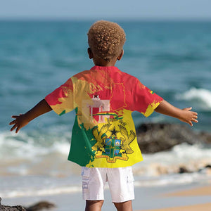 Personalized Ghana Republic Day Kid Hawaiian Shirt Black Star Square - Grunge Style