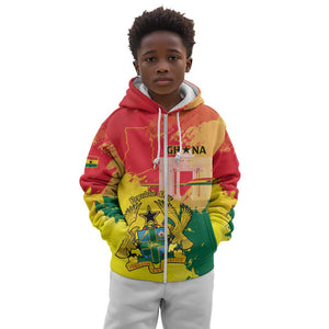 Personalized Ghana Republic Day Kid Hoodie Black Star Square - Grunge Style