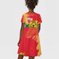 Personalized Ghana Republic Day Kid Short Sleeve Dress Black Star Square - Grunge Style