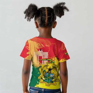 Personalized Ghana Republic Day Kid T shirt Black Star Square - Grunge Style
