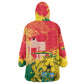 Personalized Ghana Republic Day Kid Wearable Blanket Hoodie Black Star Square - Grunge Style