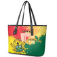 Ghana Republic Day Leather Tote Bag Black Star Square - Grunge Style