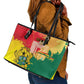Ghana Republic Day Leather Tote Bag Black Star Square - Grunge Style