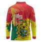 Personalized Ghana Republic Day Long Sleeve Polo Shirt Black Star Square - Grunge Style