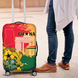 Ghana Republic Day Luggage Cover Black Star Square - Grunge Style
