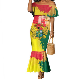 Personalized Ghana Republic Day Mermaid Dress Black Star Square - Grunge Style