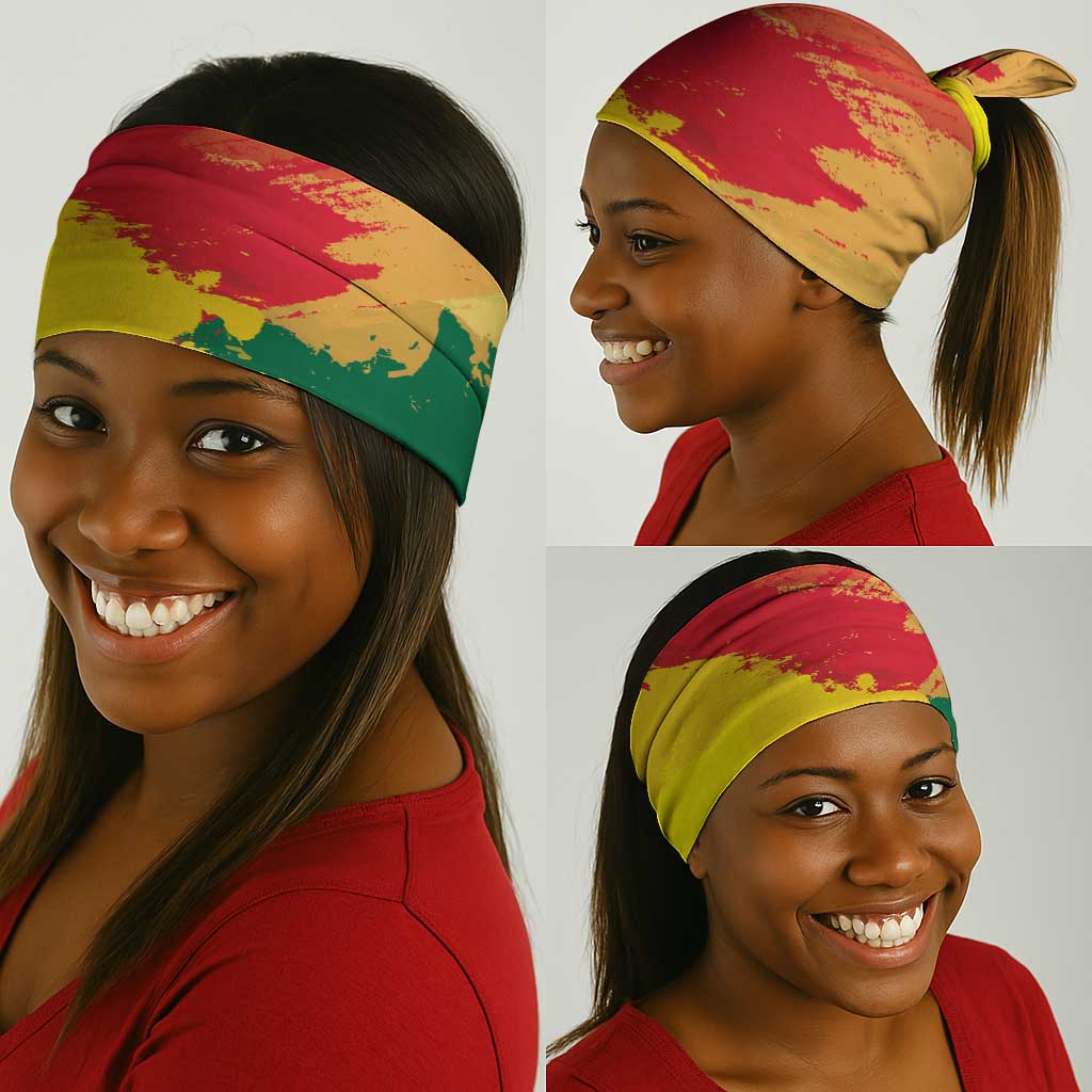 Ghana Republic Day Neck Gaiter Black Star Square - Grunge Style - African Pride