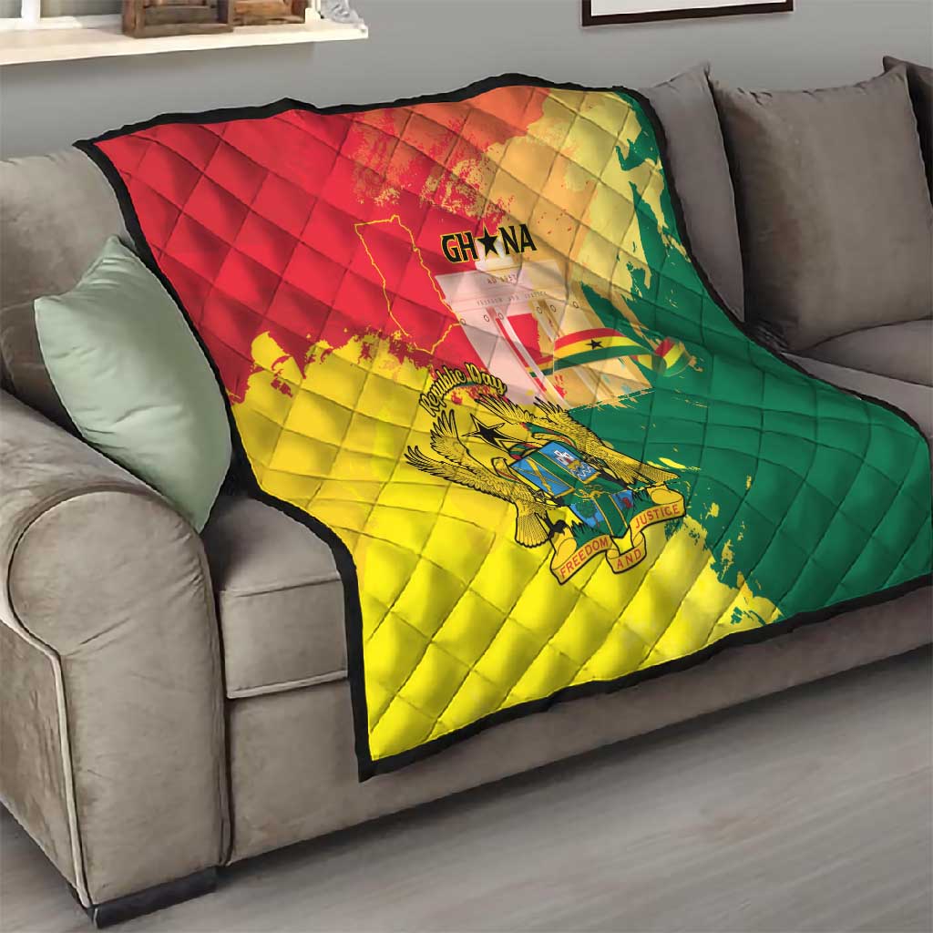 Ghana Republic Day Quilt Black Star Square - Grunge Style