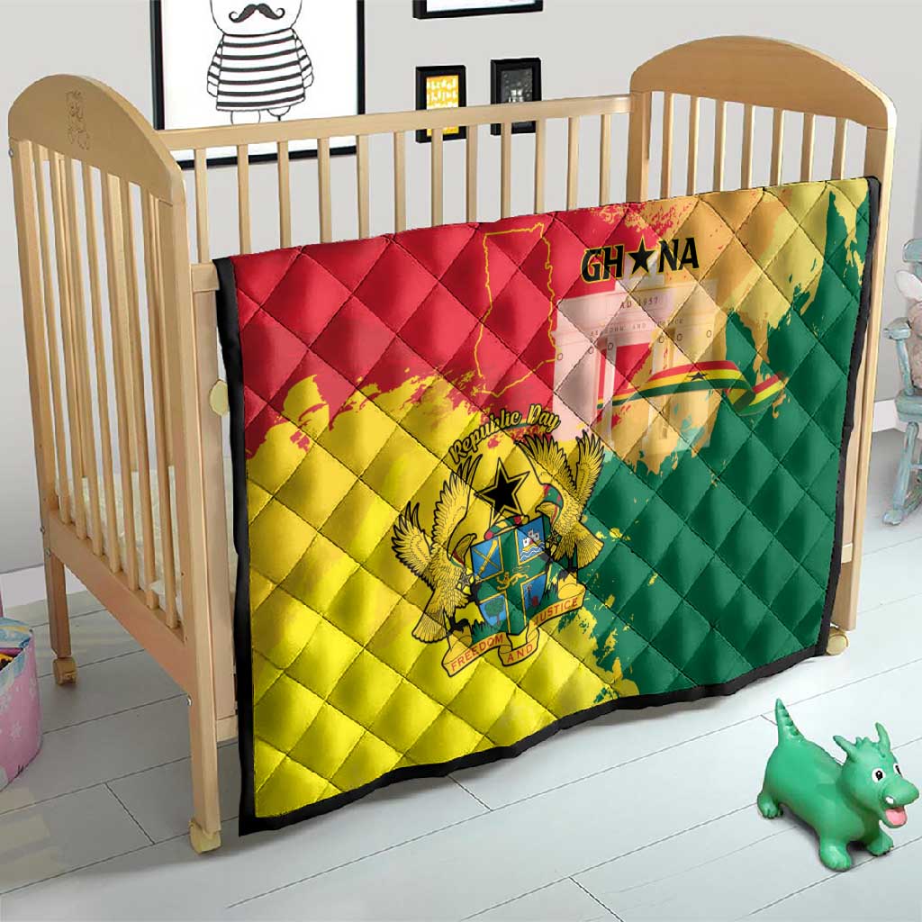 Ghana Republic Day Quilt Black Star Square - Grunge Style