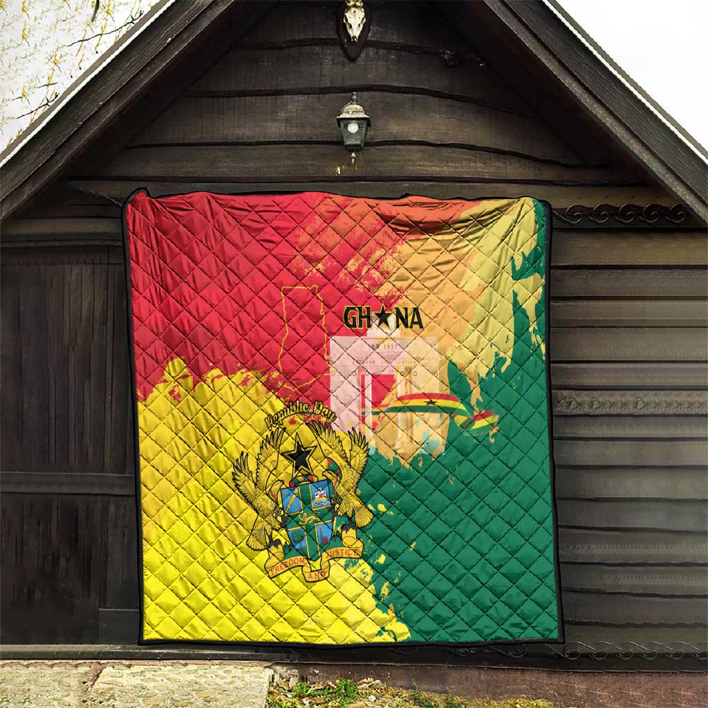 Ghana Republic Day Quilt Black Star Square - Grunge Style