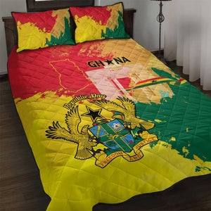 Ghana Republic Day Quilt Bed Set Black Star Square - Grunge Style