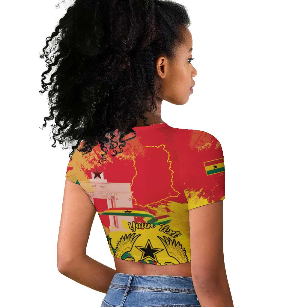 Personalized Ghana Republic Day Raglan Cropped T shirt Black Star Square - Grunge Style