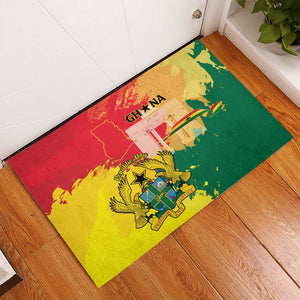 Ghana Republic Day Rubber Doormat Black Star Square - Grunge Style