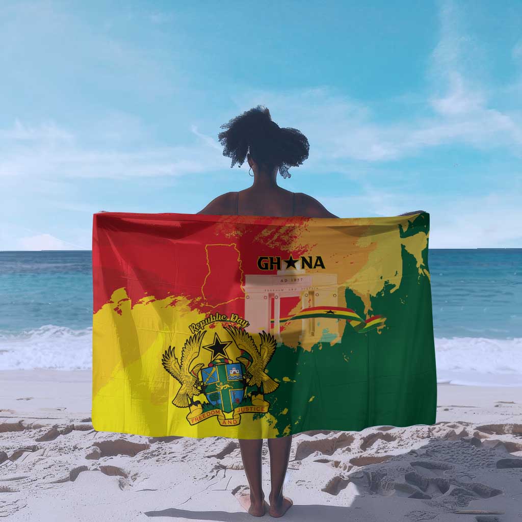 Ghana Republic Day Sarong Black Star Square - Grunge Style