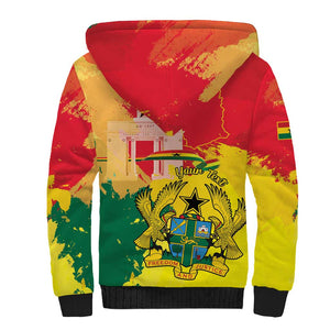 Personalized Ghana Republic Day Sherpa Hoodie Black Star Square - Grunge Style