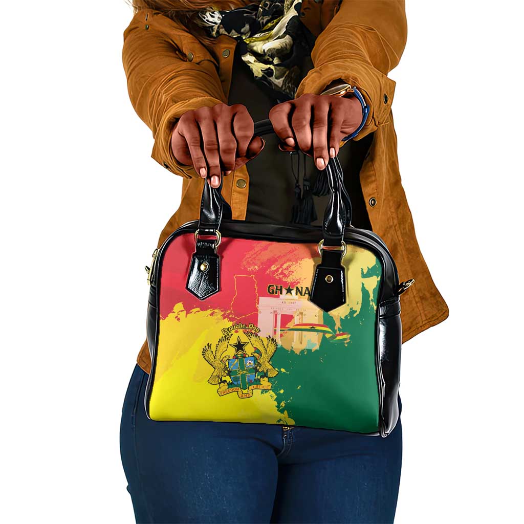 Ghana Republic Day Shoulder Handbag Black Star Square - Grunge Style