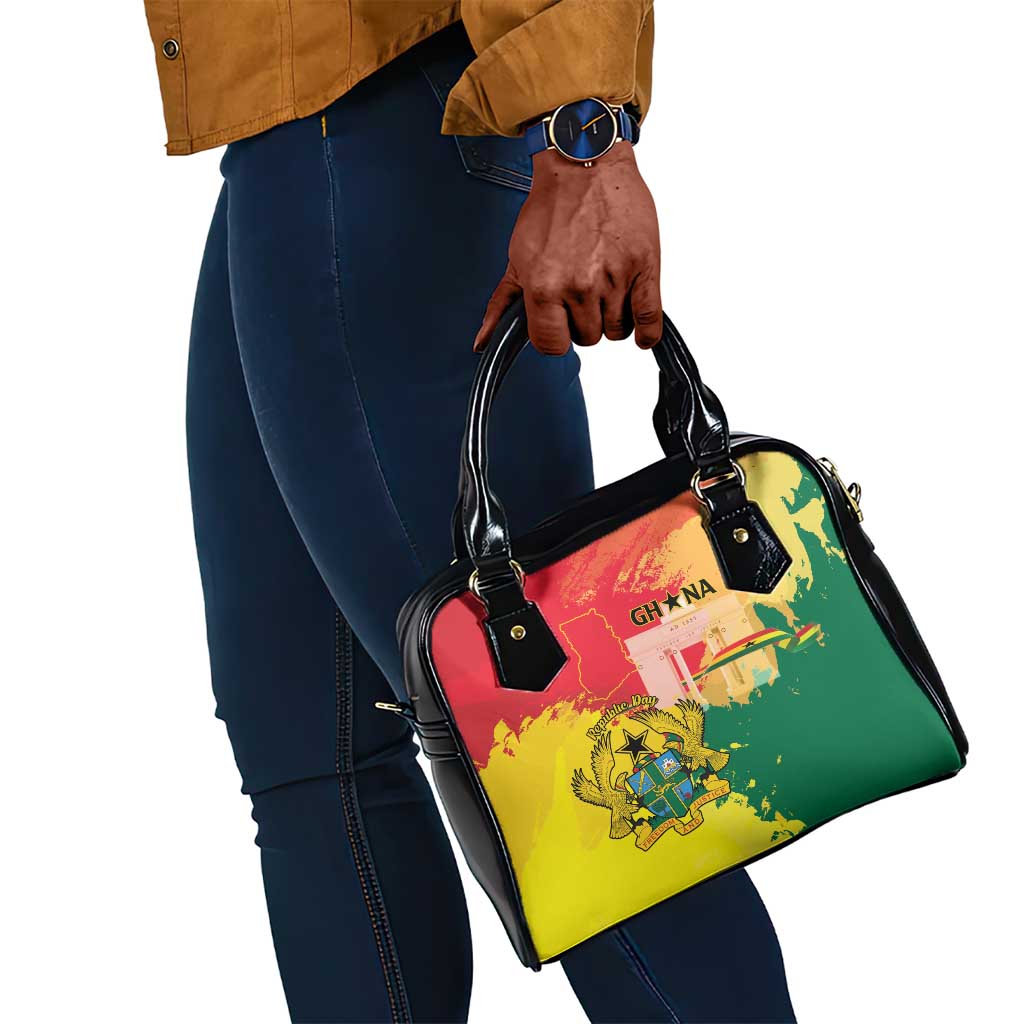 Ghana Republic Day Shoulder Handbag Black Star Square - Grunge Style
