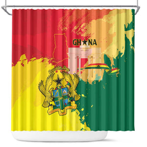 Ghana Republic Day Shower Curtain Black Star Square - Grunge Style