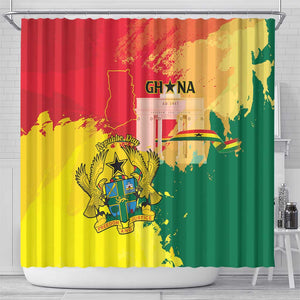 Ghana Republic Day Shower Curtain Black Star Square - Grunge Style