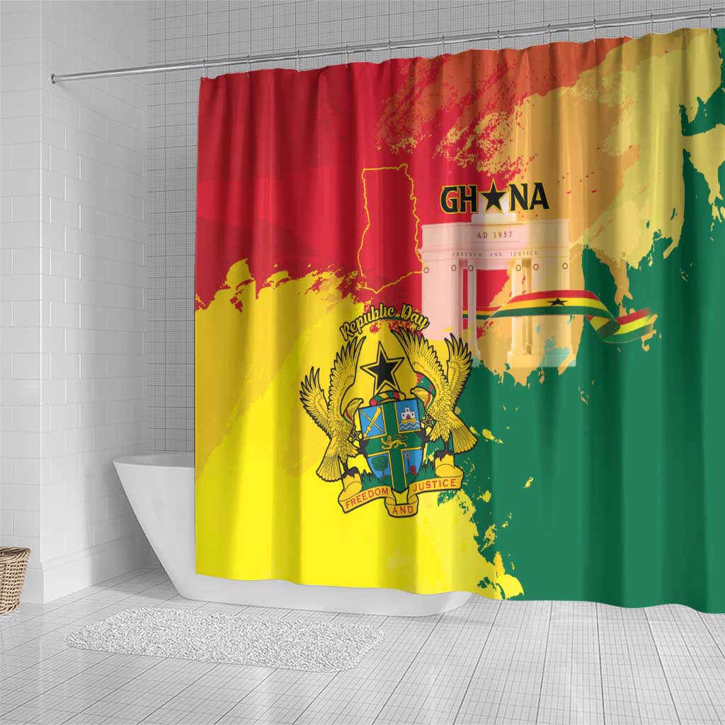 Ghana Republic Day Shower Curtain Black Star Square - Grunge Style