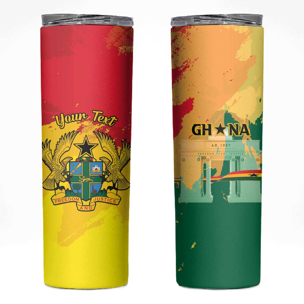 Personalized Ghana Republic Day Skinny Tumbler Black Star Square - Grunge Style