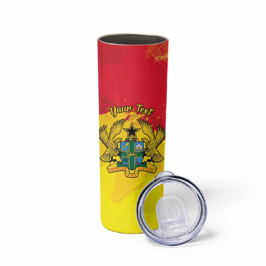 Personalized Ghana Republic Day Skinny Tumbler Black Star Square - Grunge Style