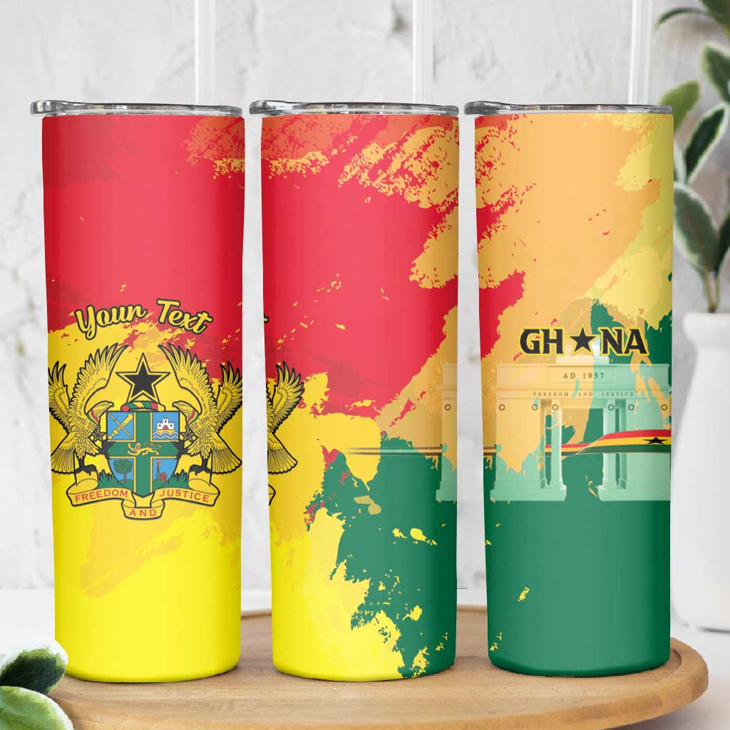Personalized Ghana Republic Day Skinny Tumbler Black Star Square - Grunge Style