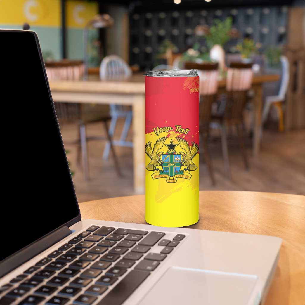 Personalized Ghana Republic Day Skinny Tumbler Black Star Square - Grunge Style